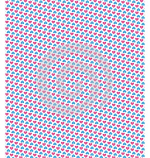 Seamless love pattern. Blue and pink hearts isolated on white