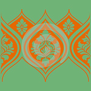 Seamless Luxury Damask Floral Ornament Pattern Vector Design. photo