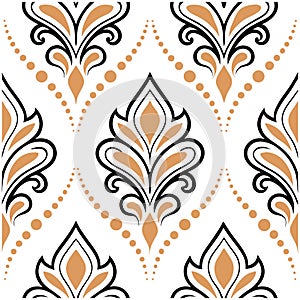 Seamless Luxury Damask Floral Ornament Pattern Vector Design. photo