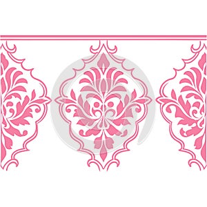 Seamless Luxury Damask Floral Ornament Pattern Vector Design. photo