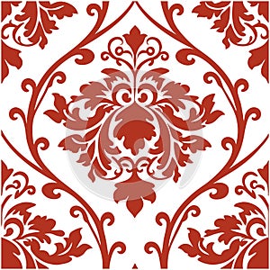 Seamless Luxury Damask Floral Ornament Pattern Vector Design. photo