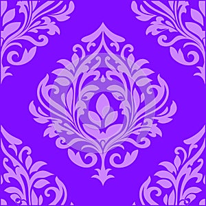 Seamless Luxury Damask Floral Ornament Pattern Vector Design. photo