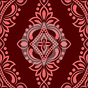 Seamless Luxury Damask Floral Ornament Pattern Vector Design. photo