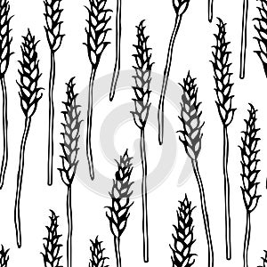 Seamless with Malt. Beer Pattern. Isolated On a White Background Realistic Doodle Cartoon Style Hand Drawn Sketch Vector