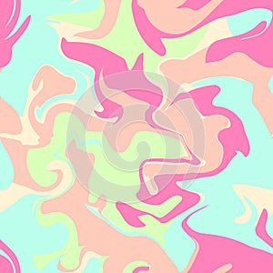 Seamless marble vector pattern. Colorful abstract swirl texture, liquid acrylic background in psychedelic colors