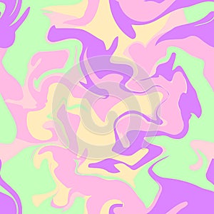 Seamless marble vector pattern. Colorful abstract swirl texture, liquid acrylic background in psychedelic colors
