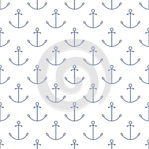 Seamless Maritime Pattern with Anchor , Line Style