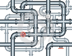 Seamless maze of plumbing pipes