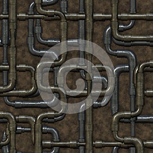 Seamless maze of plumbing pipes.