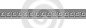 Seamless meander patterns. Greek meandros, fret or key. Ornament for Acient Greece style borders. Vector illustration