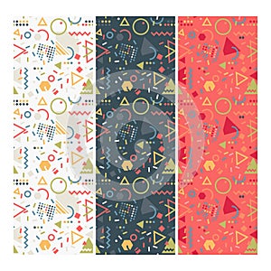 Seamless Memphis Design Pattern Set