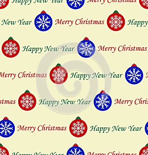 Seamless Merry Christmas Happy New Year pattern vector