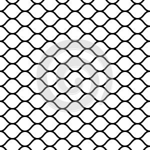 Seamless mesh netting with curved wavy lines bars vector grid netting for sports ball games