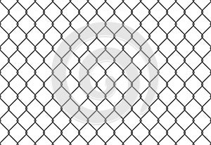 Seamless metal chain link fence. Wire vector fence pattern texture background