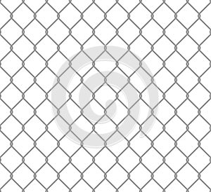 Seamless metal chain link fence. Wire vector fence pattern texture background