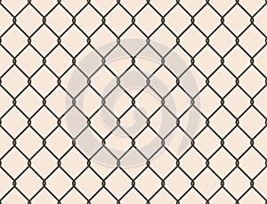 Seamless metal chain link fence. Wire vector fence pattern texture background