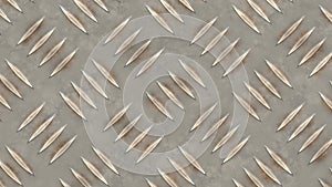 Seamless metallic diamond plate pattern surface loop. Dirty steel floor pattern texture