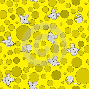 Seamless Mice and Cheese Pattern