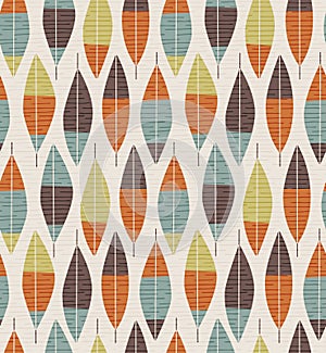 Seamless mid century modern feather or leaf pattern.