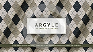 Seamless Military Argyle Pattern. Traditional Rhombus Texture. Fashionable Fabric. Textile Background