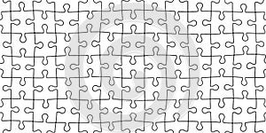 Seamless minimal blank jigsaw puzzle pieces background pattern in black and white