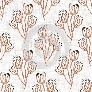 Seamless minimalist doodle flower pattern background. Calm two tone color wallpaper. Simple modern scandi unisex baby