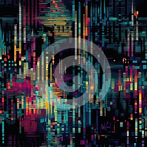 Seamless modern colorful glitch pattern design. Generative ai