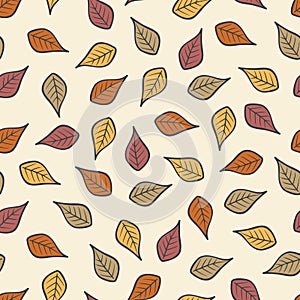 Seamless Modern Fall Autumn Leaves Background Pattern 1