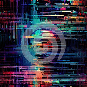 Seamless modern colorful glitch pattern design. Generative ai
