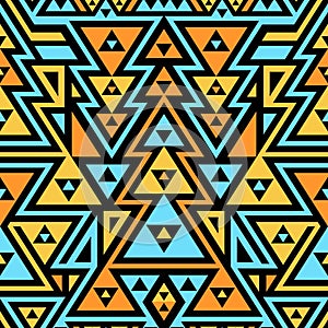 Seamless Modern Pattern. Mix of Triangles and Stripes