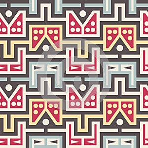 Seamless Modern Pattern with Triangles, Lines and Circles