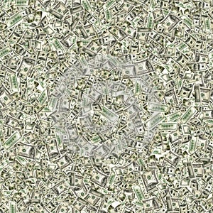 Seamless 100 Money stack. Hundred dollars of America. Falling money isolated, us bill white background