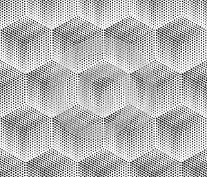 Seamless monochrome 3D cubes halftone background