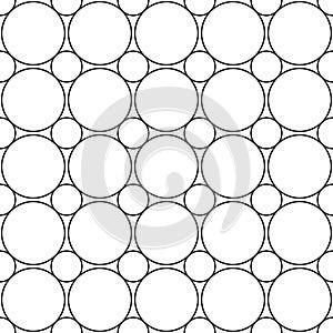 Seamless monochrome circle grid pattern - simple vector background graphic