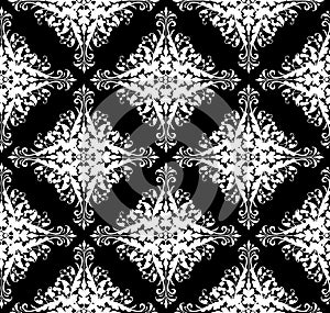 Seamless monochrome damask pattern