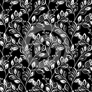 Seamless Monochrome Floral Pattern (Vector)