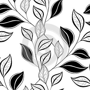 Seamless Monochrome Floral Pattern (Vector)