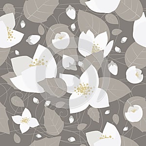 Seamless monochrome flower pattern