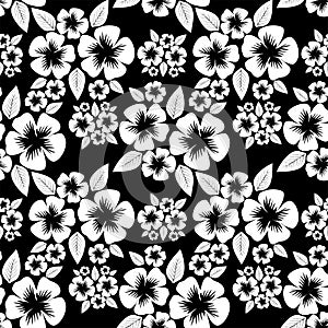 Seamless monochrome flower Pattern.