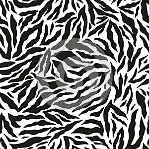 Seamless monochrome pattern design with abstract shapes. Zebra style vector texture