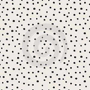 Seamless monochrome pattern with dots. Vector repeating texture.