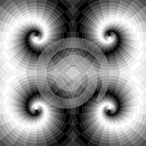 Seamless Monochrome Swirls of the Rectangles. Optical Illusion of Perspective and Volume. Suitable for Web Design