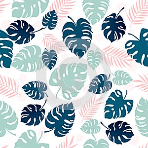 Seamless monstera pattern vector illustration.