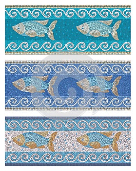 Seamless mosaic in marine style