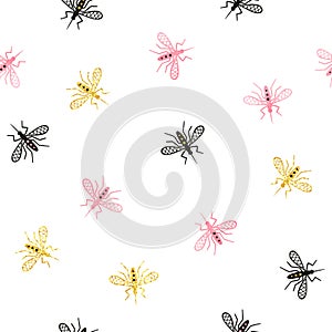 Seamless mosquito pattern. Vector background with abstract gnat