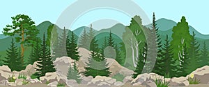 Seamless Mountain Landscape with Trees