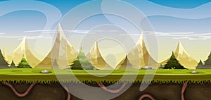 Seamless Mountains Landscape For Game Ui