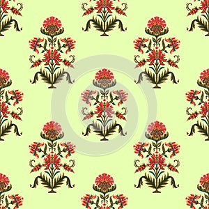 Seamless Mughal with floral floral pattern on digital background