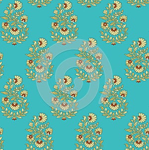 Seamless mughal flower pattern with background