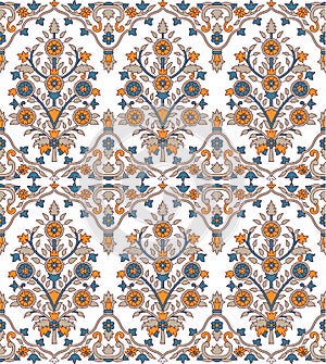 Seamless mughal flower pattern on crime